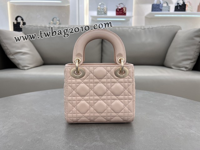 Dior专柜新款Lady女包迪奥高仿原单三格羊皮胭脂粉Classic Lady戴妃包 djfk1275